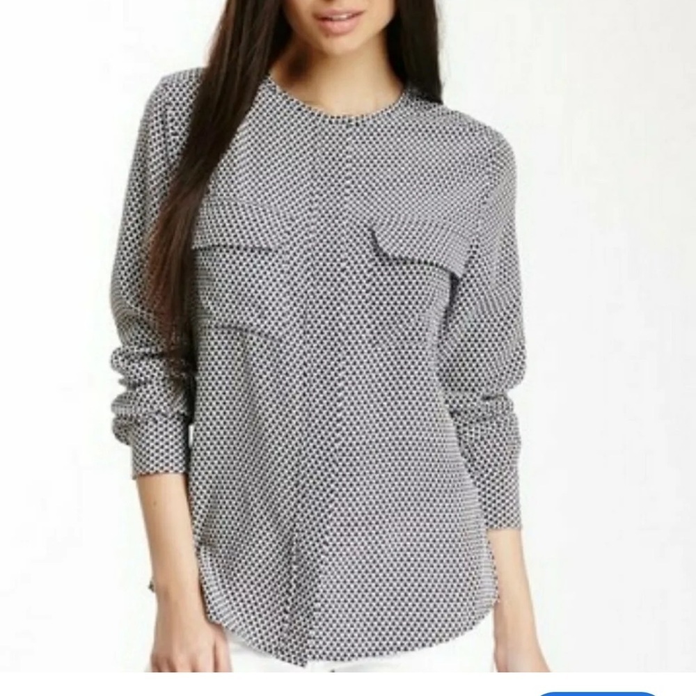 Equipment Lynn black & White geometric print silk button down blouse size S